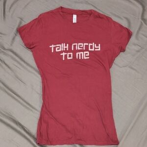 Maroon "Baby Tee" Style - Talk Nerdy to Me - Jansport - Juniors M - 100% Cotton